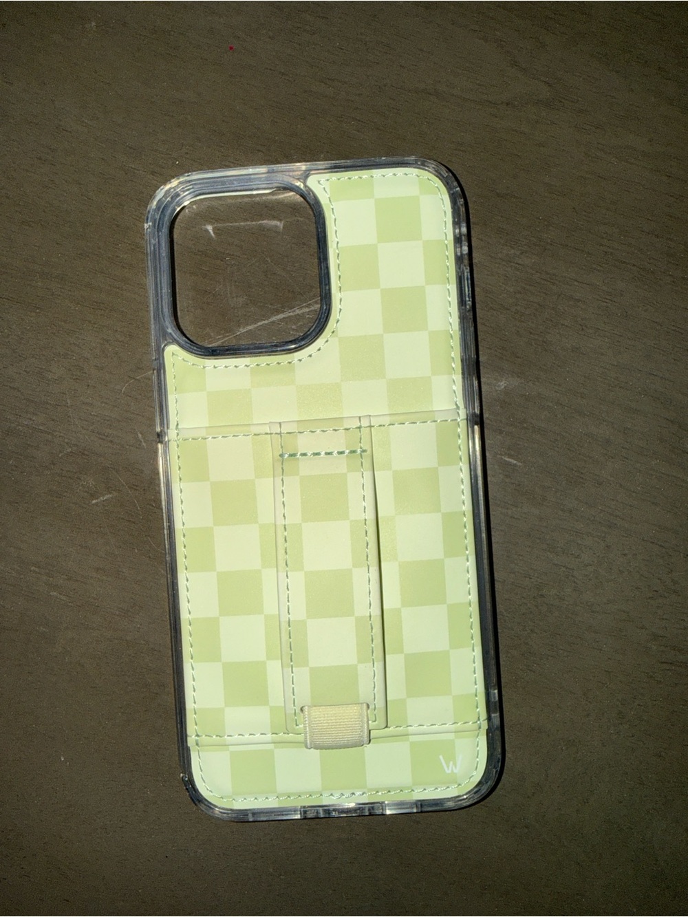 Stylish Green Checkered Phone Case with Strap